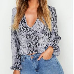 Boohoo Cinched snakeskin top